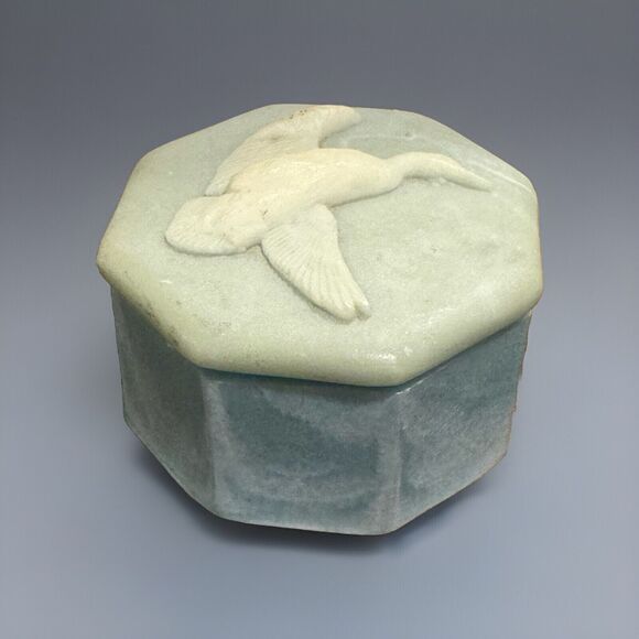 Incolay Style Box Duck Cameo Octagonal Jewelry Trinket 1970 By Design Gifts VTG - Picture 1 of 6